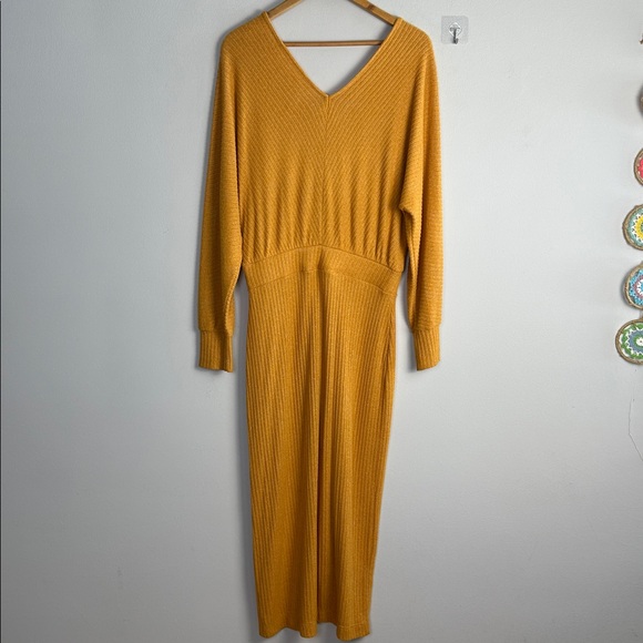 NWOT Anthropologie Daily Practice Barre Midi Dress Ribbed Knit Medium V-Neck - Picture 11 of 16